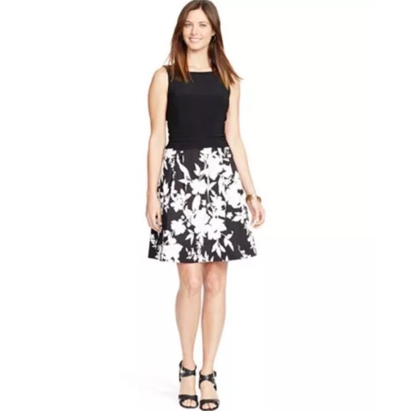 Size 14 AMERICAN LIVING BLACK & WHITE DRESS Summer Wedding Special Occasion - Picture 3 of 7